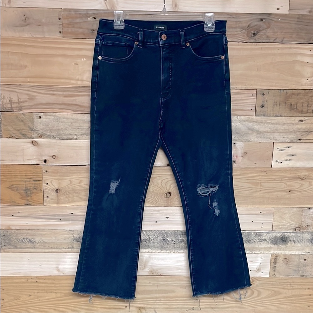 Express size 10R Dark Wash Denim Straight Leg Destress Soft and Stretchy Jeans